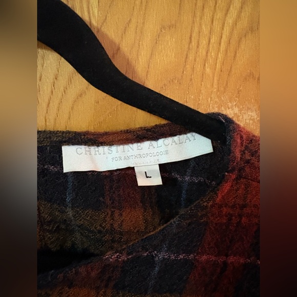 Anthropologie x Christine Alcalay Plaid Short Sleeve midi Dress L - Picture 4 of 10